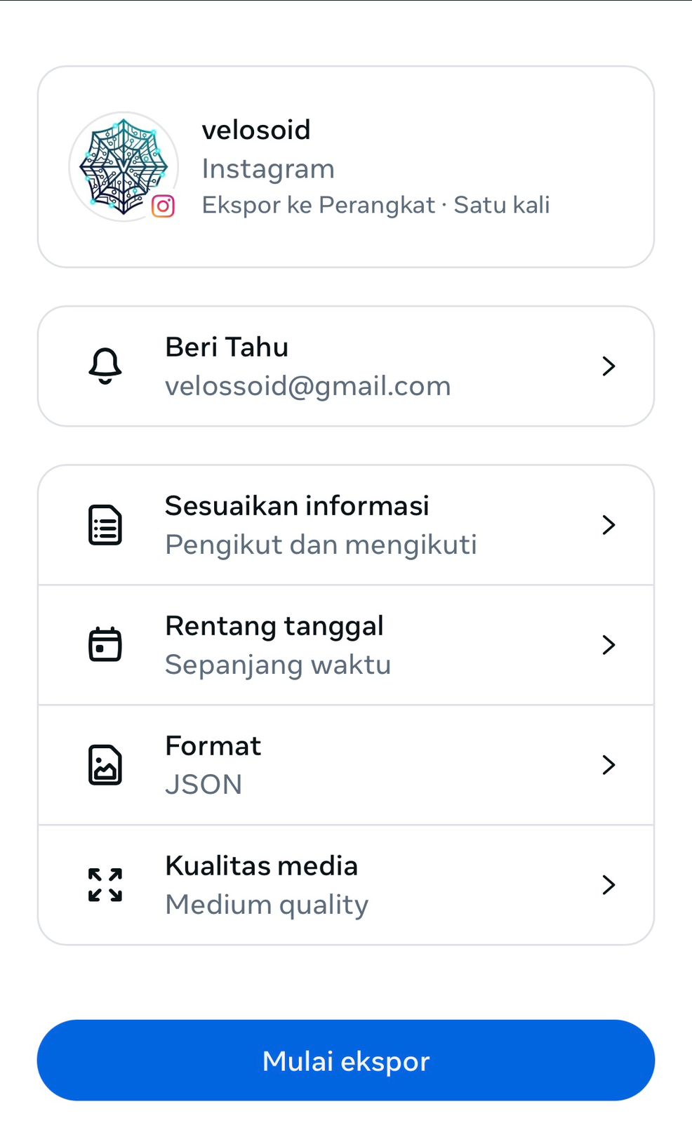 Pengaturan format download